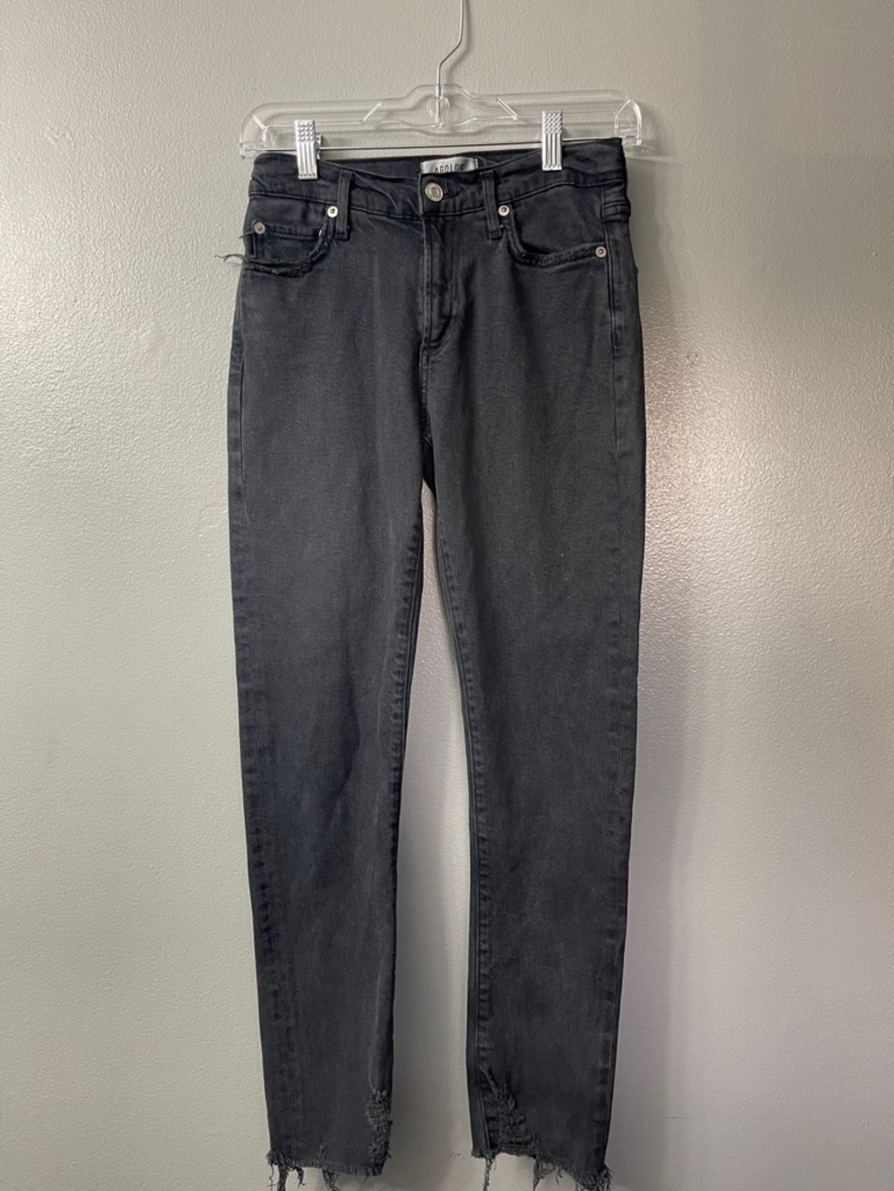 Agolde women’s Toni raw hem washed black jeans 25